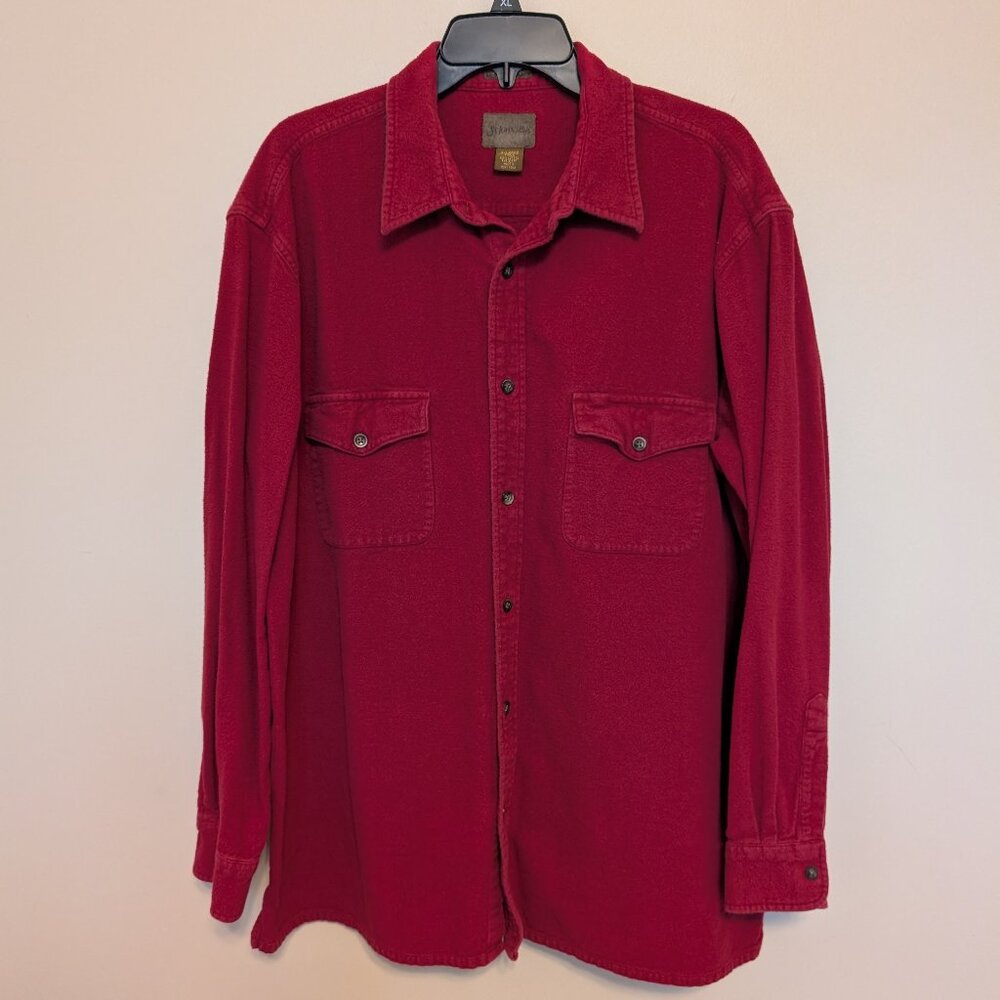 St. John's Bay XL Tall button front long sleeve red burgundy maroon flannel